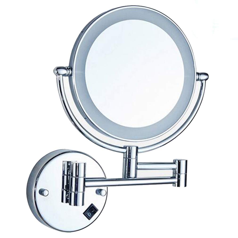 Miroir de Maquillage à LED Mural en Argent Chic et Extensible pour Maquillage de Précision