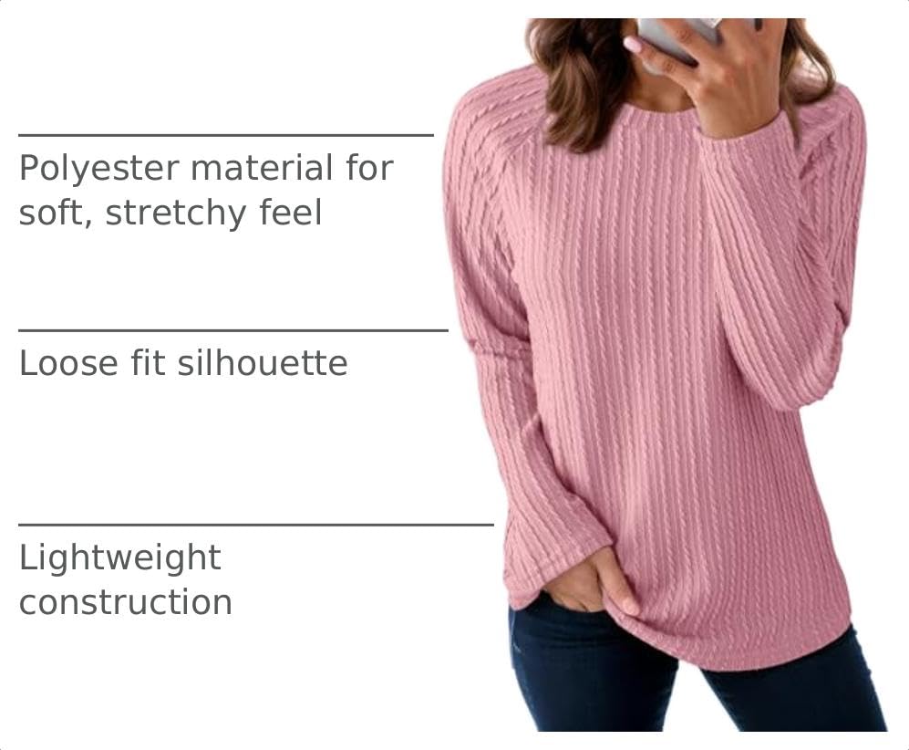 Image of Dokotoo Womens Tops Long Sleeve Lightweight Shirts 2026 Spring Fashion Clothing Trendy Tops Crewneck Knit Basic Tee