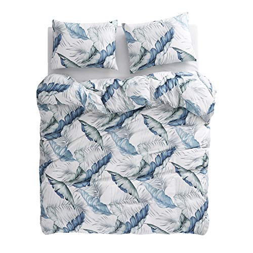 image for Wake In Cloud - Leaves Duvet Cover Set, 100% Cotton Bedding, Tropical 