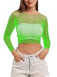Lemon Girl Women Fishnet Crop Tops Lingerie Long Sleeve Top Babydoll Chemise US 2-16