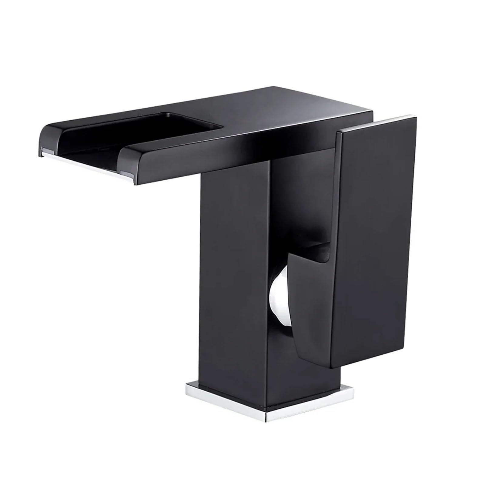 Grifo monomando negro con sensor LED de 3 colores para agua fría y caliente de baño