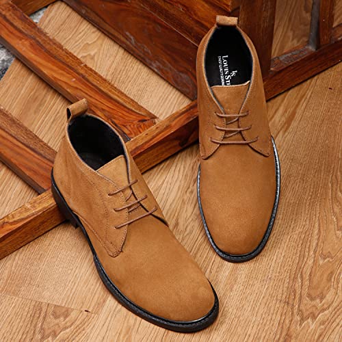 Image of LOUIS STITCH Men's Italian Suede Leather Boots British Chukka Style Handmade High Ankle Boot for Men Biking Hiking (SU-CK)