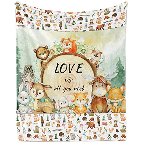 TUTUXMA Woodland Animal Throw Blanket