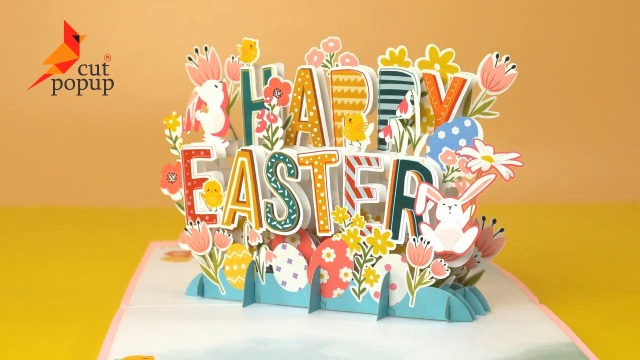 Biglietto Pop-up 3D Di Pasqua Con Coniglietto E Uova - GREETING ART, Con Busta E Foglietti Per Messaggi - 4