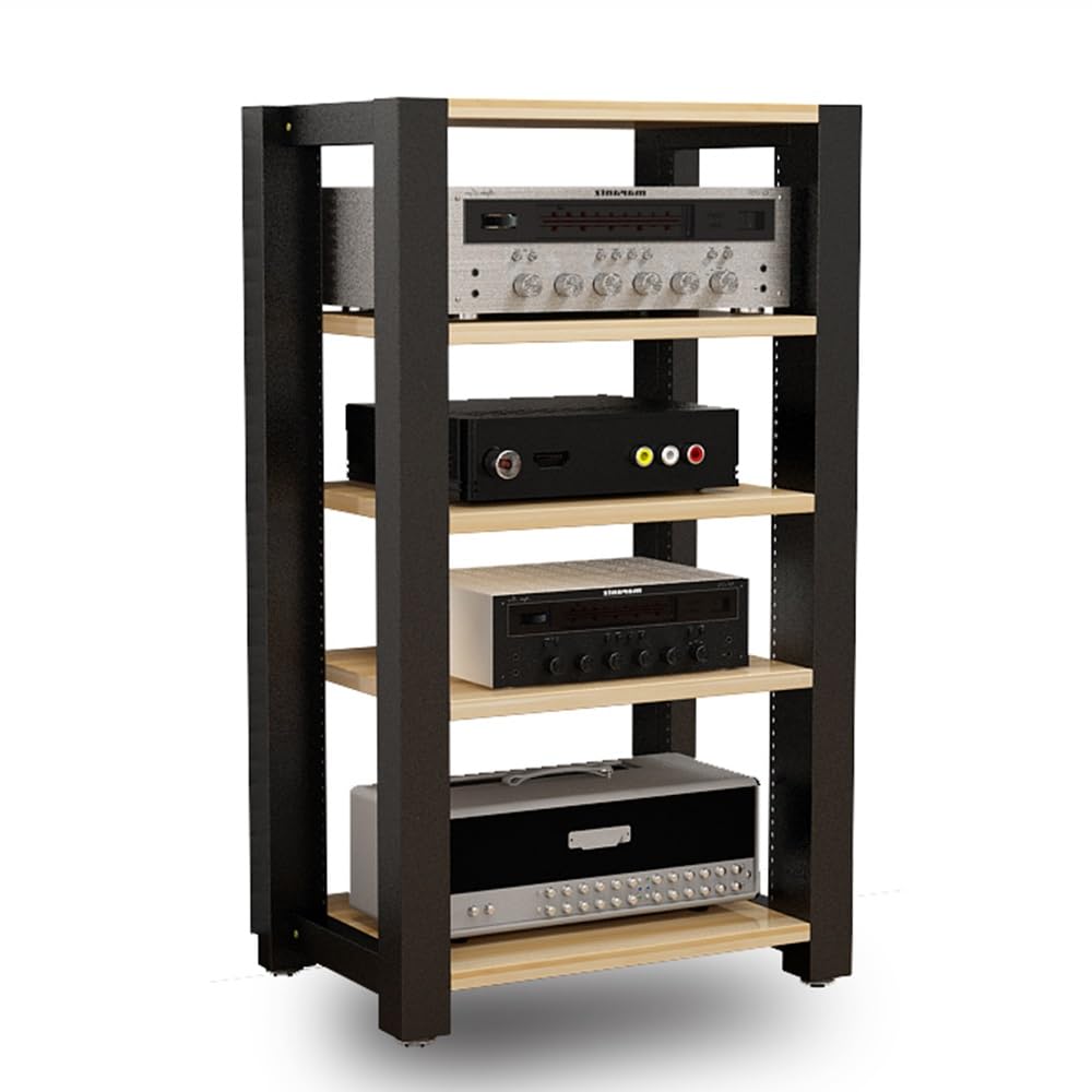 ILOOXI Wood And Steel HiFi Rack 2 3 Tier HIFI Cabinet, Movable Stereo Rack Audio Tower CD Player Stand, For Home/Office/Theatre (Black,2 Tier-50x40x45cm ILOOXI Wood And Steel HiFi Rack 2 3 Tier HIFI Cabinet, Movable Stereo Rack Audio Tower CD Player Stand, For Home/Office/Theatre (Black,2 Tier-50x40x45cm