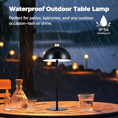 Image of Rechargeable Cordless Touch Table Lamp,Modern 3 Color Stepless Dimming Night Light,Portable Wireless 4000mAh Battery Operated,LED Desk Lamp for Outdoor Patio,Restaurant,Camping,Bedroom,Nightstand