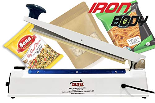 Zegel-Molded Strong Iron Body 8 Inches Heat Sealing Machine, Hand Sealing Machine, Packing Machine, Heat Sealer Plastic Bag Pouch Impulse Sealer Table Top Impulse Sealer, Sealing Machine