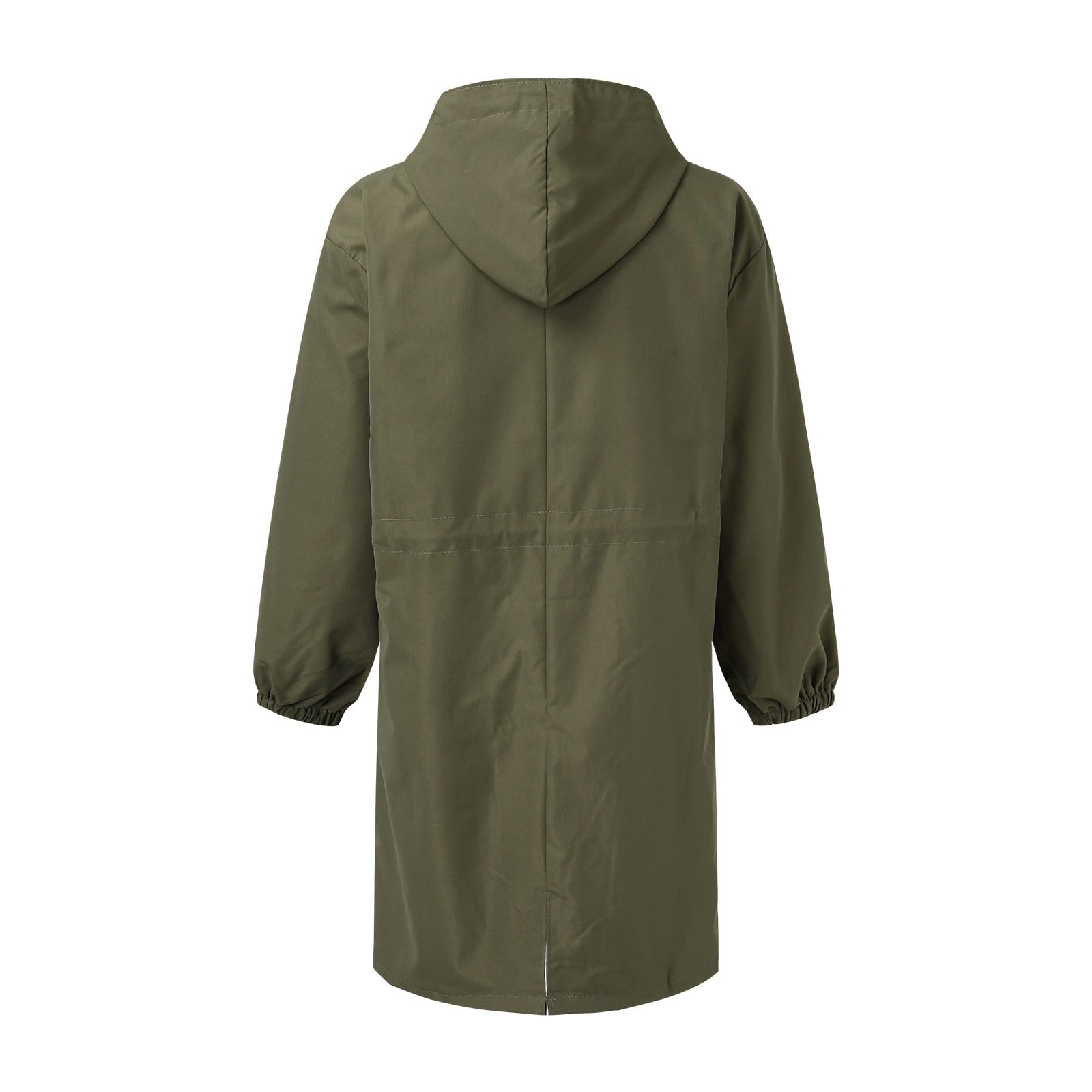 Generisch Trench Coat pour femme, trench long avec capuche, parka, manteau de transition, manteau d'été, veste coupe-vent, veste d'extérieur léger, trench coat, manteau décontracté, coupe-vent, vert