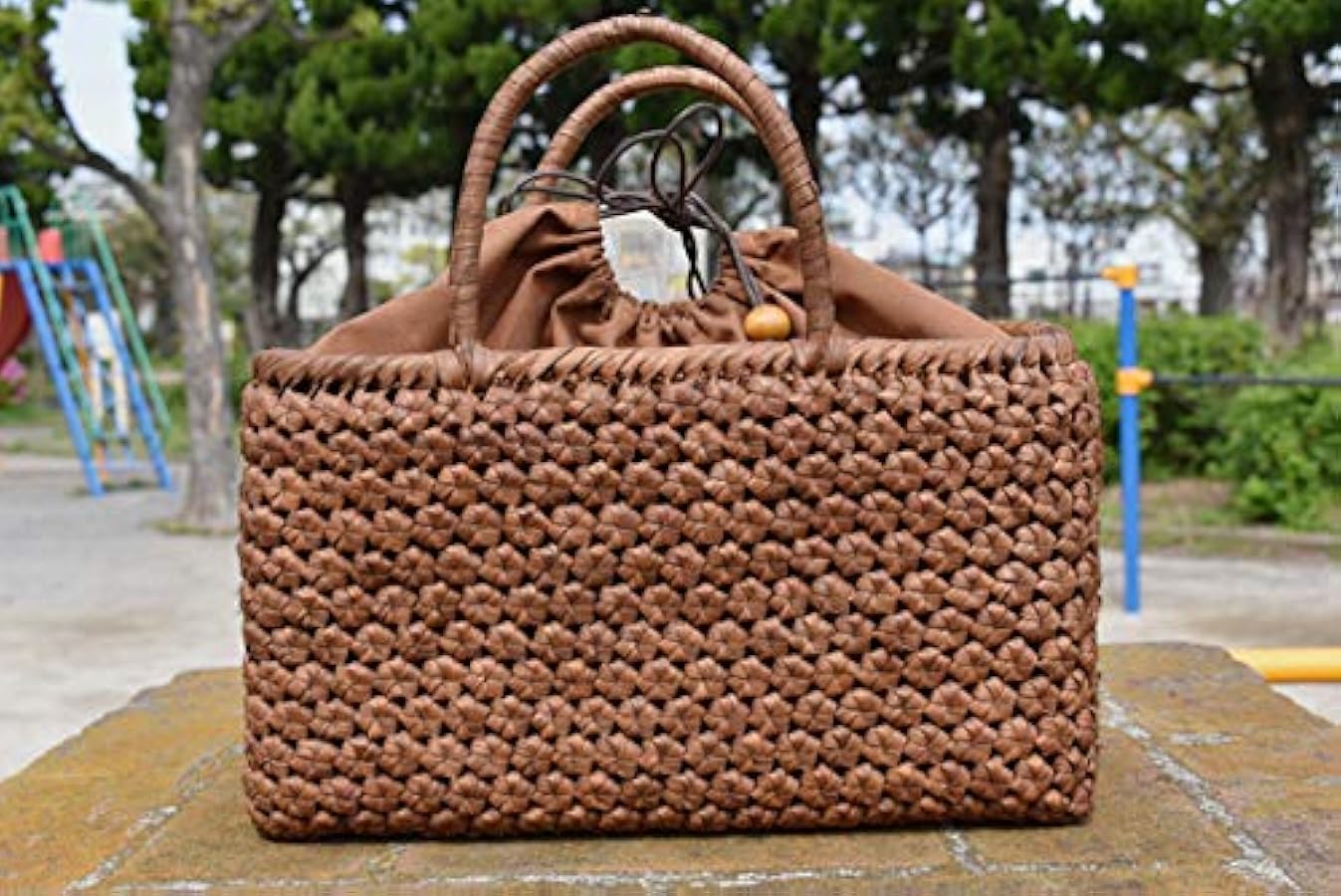 国産山葡萄 かごバッグ 六角花結び 六角花結び編み 山葡萄 かごバッグ やまぶどう 山ぶどう カゴバッグ