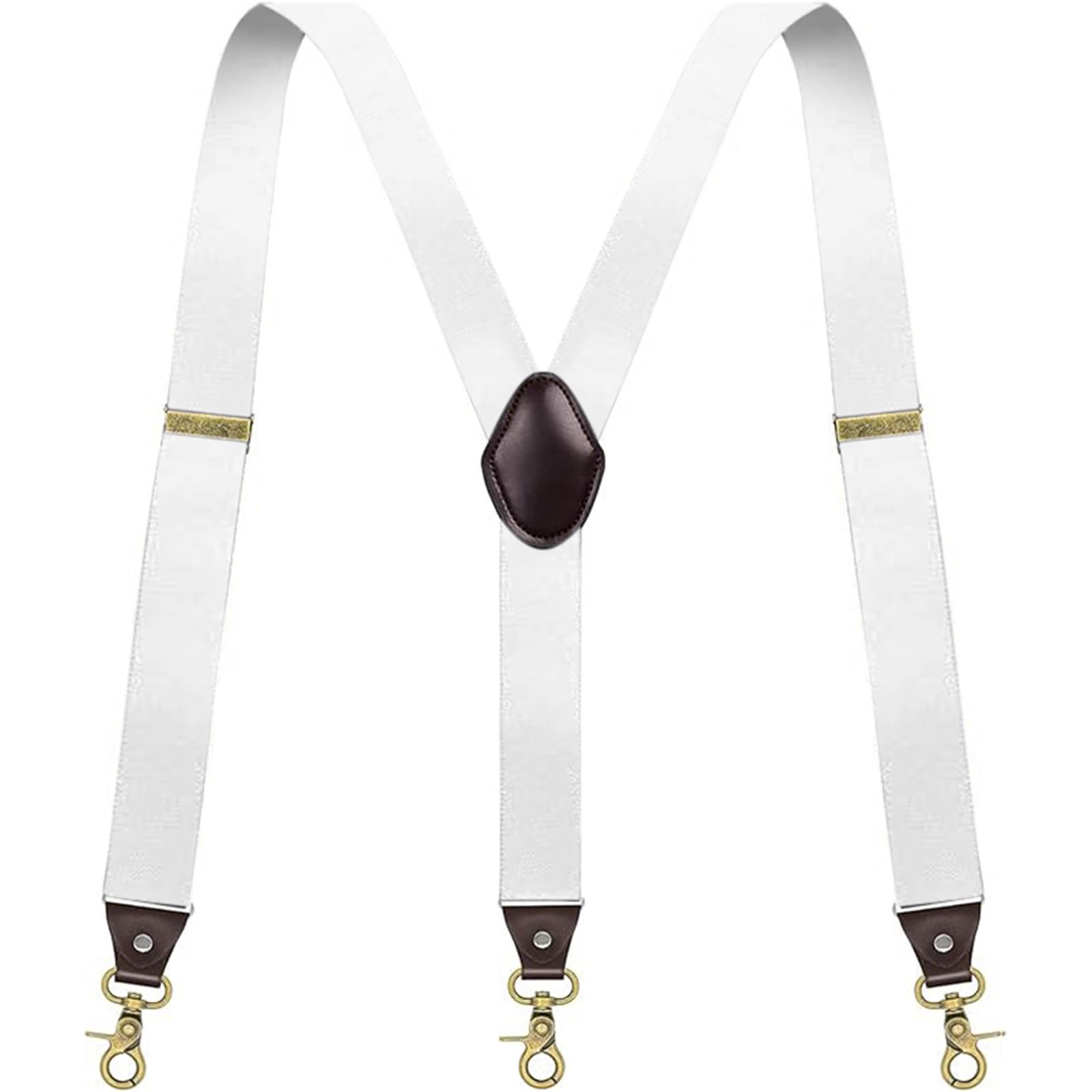 Mens Adjustable Y-Back Suspenders, with 3 Gold Clips Hooks for Jeans