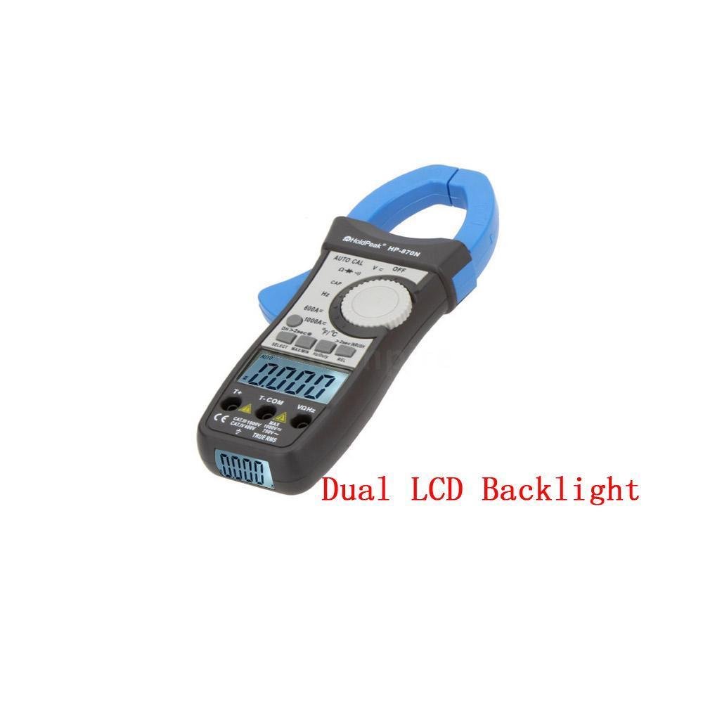 HoldPeak HP-870N Pinza Amperometrica True RMS Autorange CA/CC fino a 1000A Tensione 1000V Temperatura Frequenza Capacità