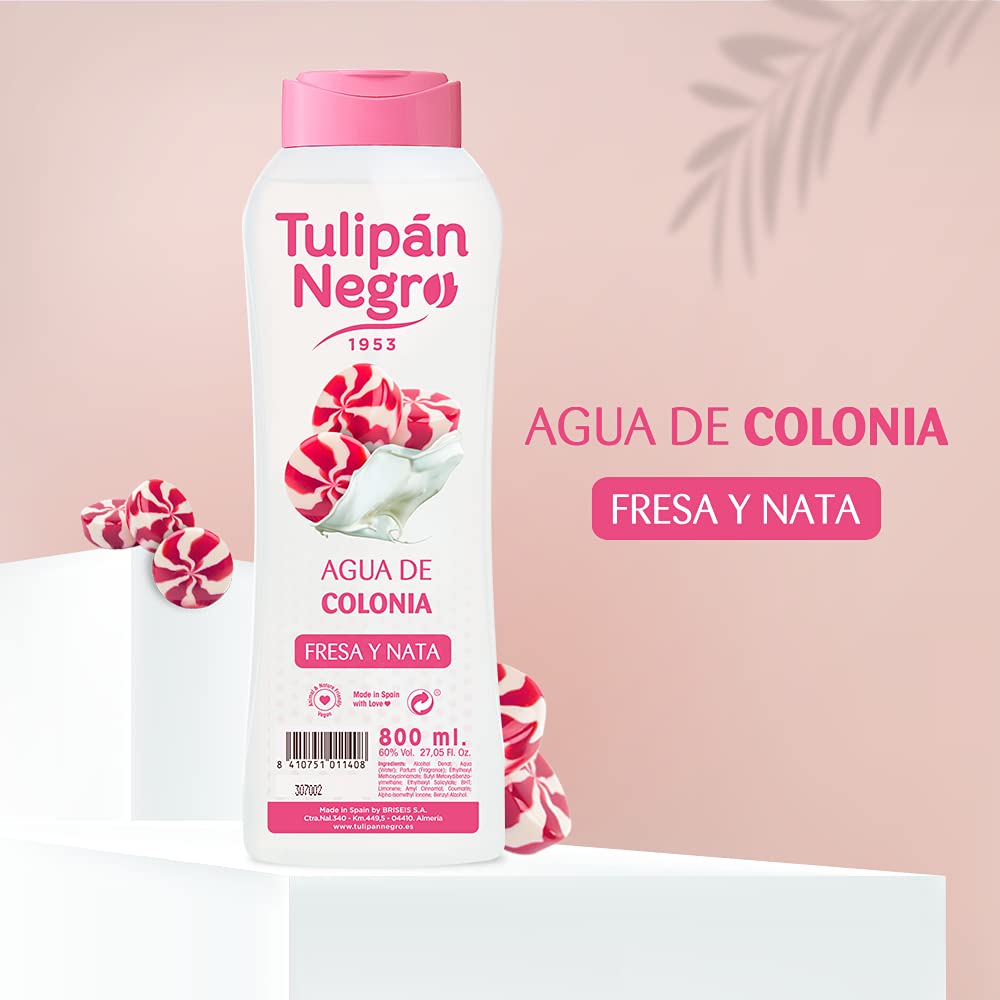 Tulipán Negro Agua de Colonia Fresa y Nata 800 ml Fragancia Dulce Cremosa Unisex