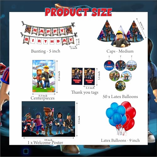 Image of PRETTY UR PARTY Video Game Party Decorations Kit - 80 pcs Includes Banner Balloons ThankYou Centerpiece Danglers, Gaming Party Decorations Items, Birthday Decor, DIY Kit Pack for kids Teens, Gamers