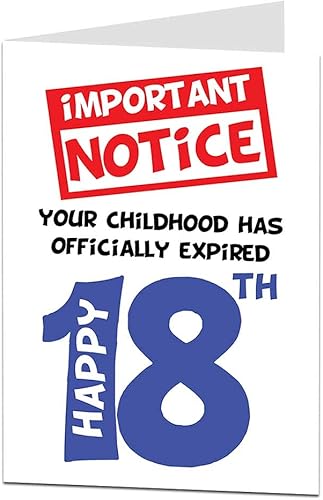 LimaLima Divertida tarjeta de cumpleaños número 18 para niñas y niños. Perfecta para hijo, hija, sobrina, sobrino, hombres o mujeres. Interior en