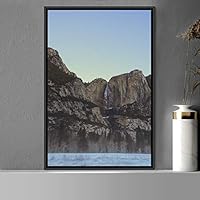 Framed Canvas Wall Art Mountain Lake View Global Landscape Mountain Multicolor Photography Relax/Calm - 16x24 inches