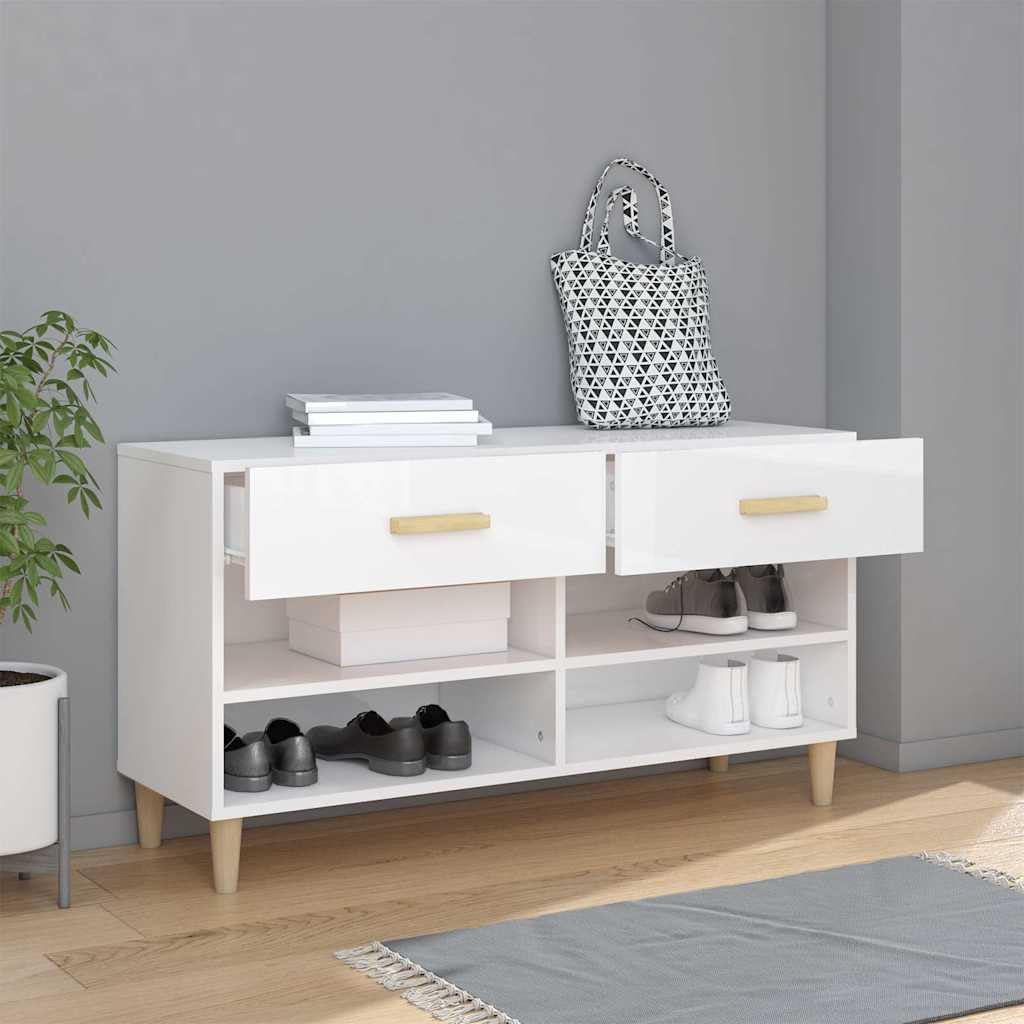 Scarpiera bianca lucida 102x35x55 cm