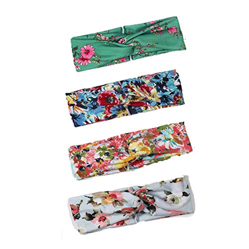 Women Headband,Pack of 4 Alygado Boho Floal Style Criss Cross Head Wrap Hair Band (style13-16)