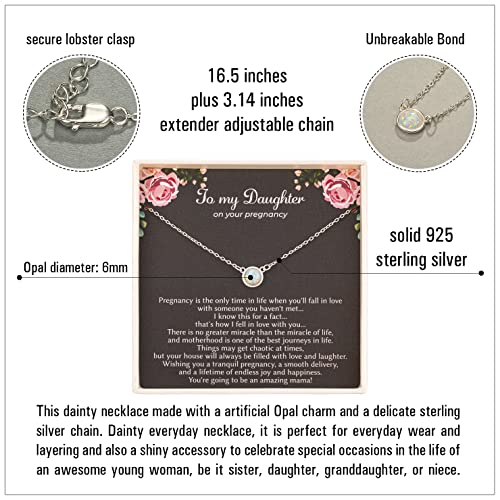 RareLove First Time Mom Gift,Daughter Pregnancy Gifts 925 Sterling Silver White Opal Necklace For Mom to be,Expecting Moms3