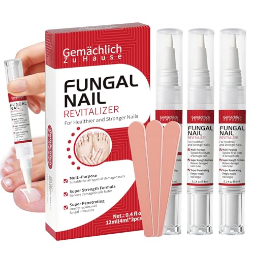 Toenail Fungus Treatment Extra Strength Nail Repair Pen, Repair Damaged Nails Yellow, Discolored, Thick and Ingrown Nails, Fungus Pen for Toenails and Fingernails with Tea Tree Oil, 3 Pens & 3 Files