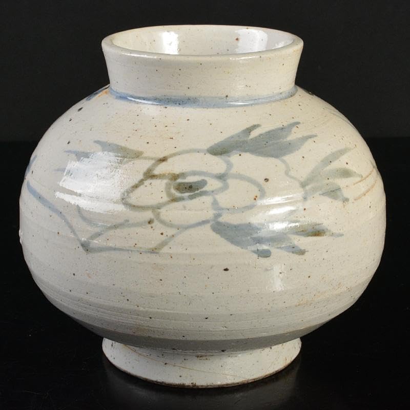 朝鮮美術　李朝　高麗白磁　染付　花文　丸壷　D　R6758 Amazon.co.jp: 朝鮮美術 李朝 高麗白磁 染付 花文 丸壷 D R6758