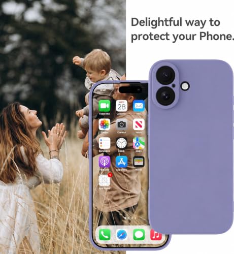 Image of DIZORO Square Microfiber Candy Case Compatible for iPhone 17 Shockproof Slim Back Cover Liquid Silicone Case - Lavender Grey