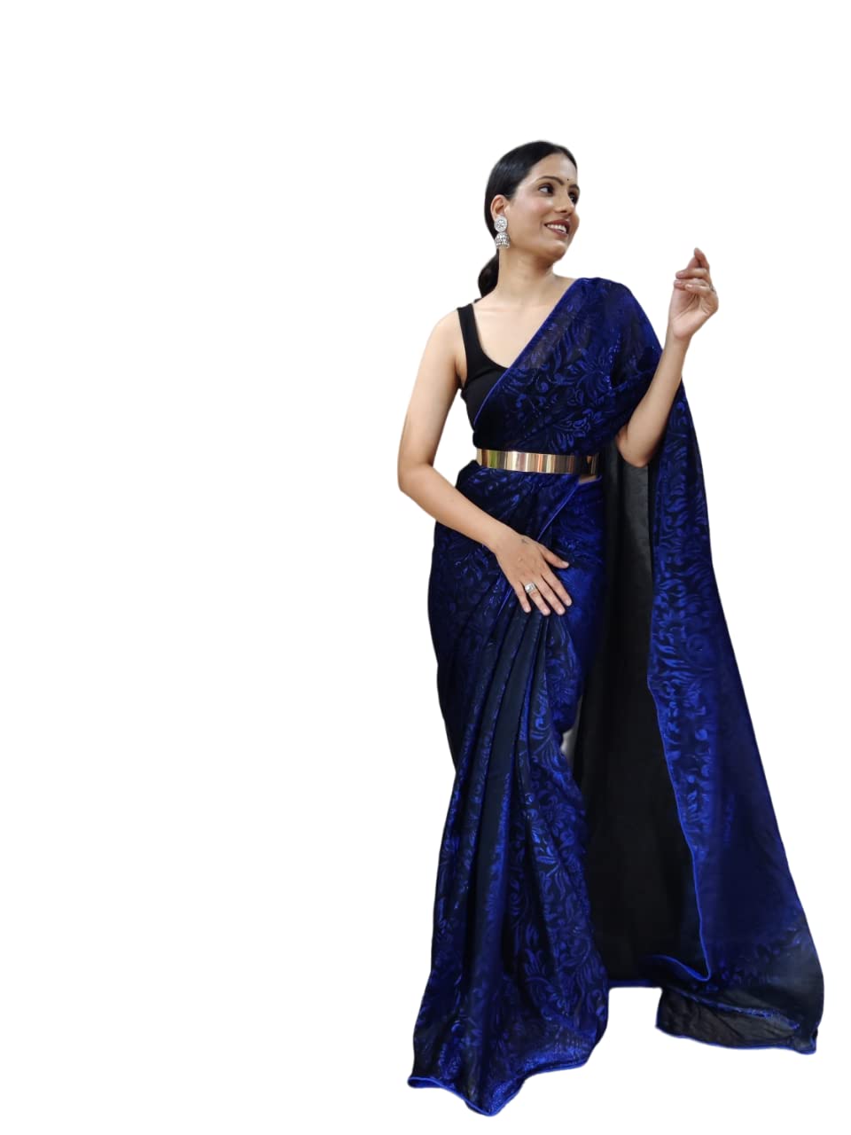 ZAKAR STYLEVirasat Ready to Wear Women & Girls Saree in Heavy Natting Fabric with Foil Print with Unstitched Blouse.