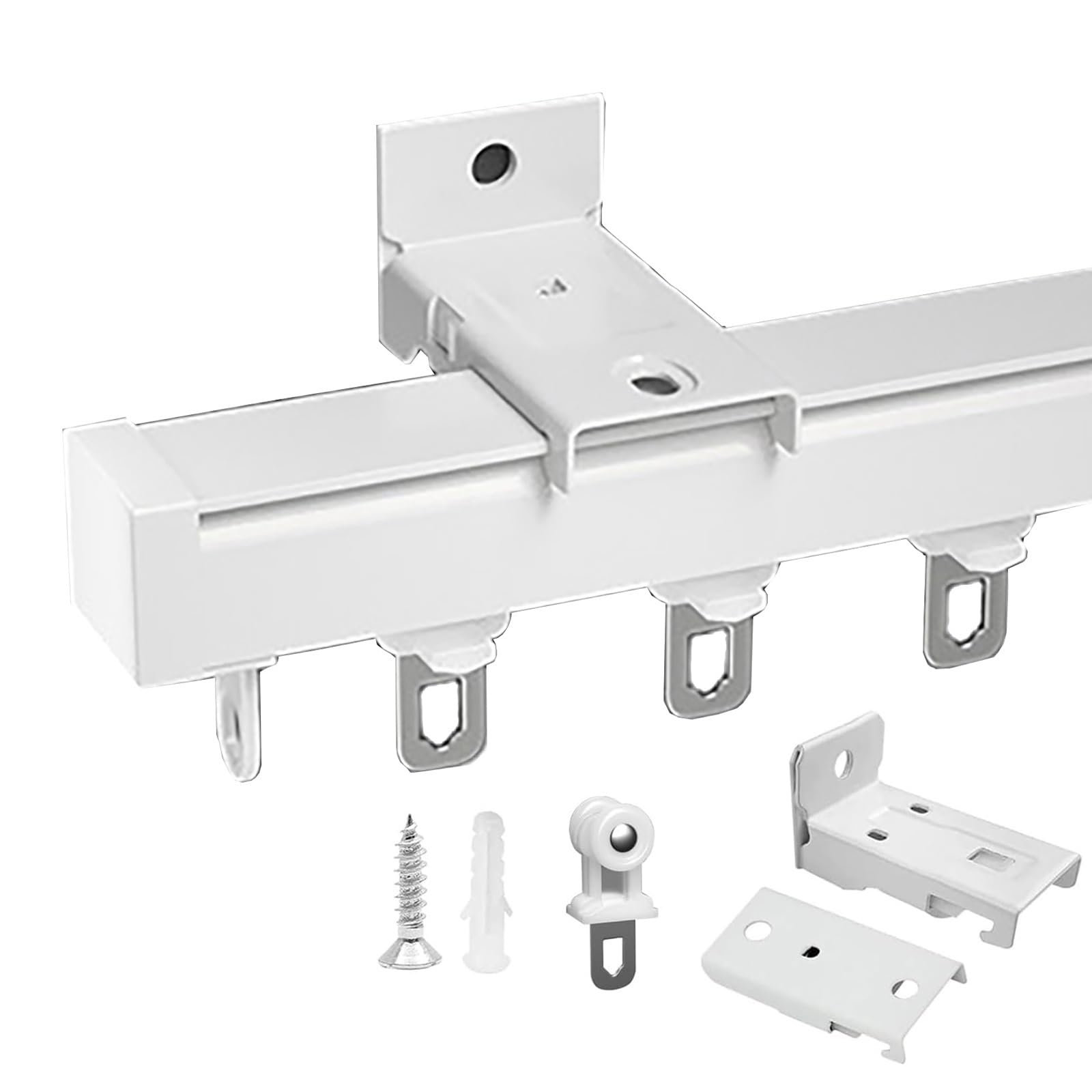Heavy Duty Curtain Track Aluminum Curtain Rail for Ceiling Or Wall Mounting, Privacy Room Divider,Wall Thickness 2.0-2.5 mm, Aluminum Alloy, Mute Flexible Slide, Can Hang Heavy Curtains (Color : Whit