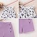 FJLSJSW Girls Clothes Summer Halter Neck Sleeveless Floral Top & Double-Breasted Shorts Fashion Cute Kids 2-Piece Outfits Teen Girls' Clothing Sets Size 9-10 Years Purple
