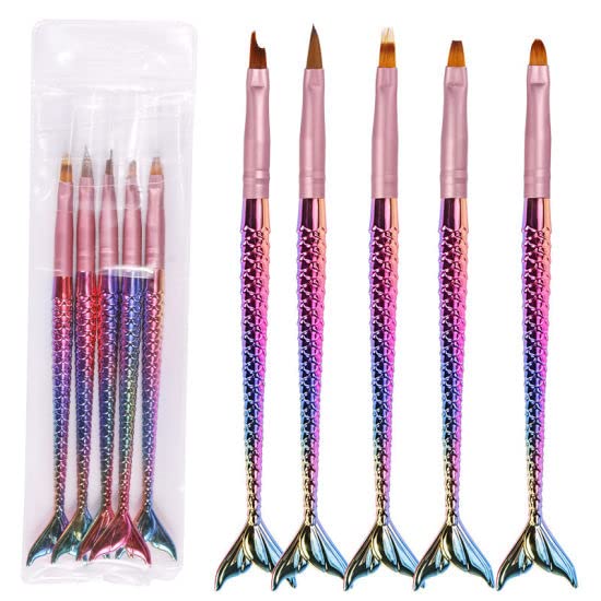 NAILWIND 5pcs Acrylic Nail Art Brush Set - Multicolor Nylon Round Heads - Plastic Handle - UV Gel Builder & DIY Tools-image-27