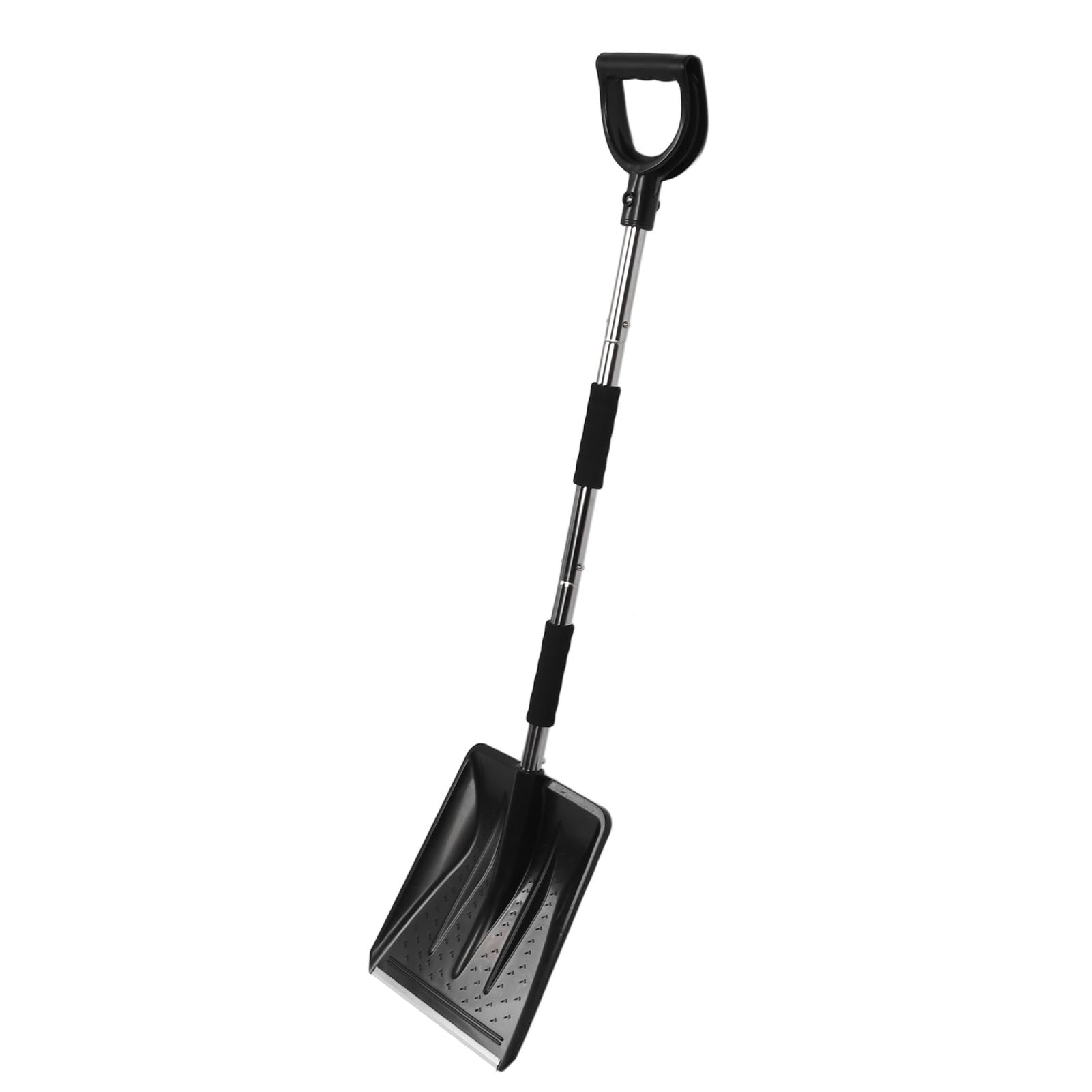 Pala de nieve para coche, pala de nieve extensible 3 en 1, pala de acero inoxidable para quitar nieve para coches, motos de nieve (blanco plateado)