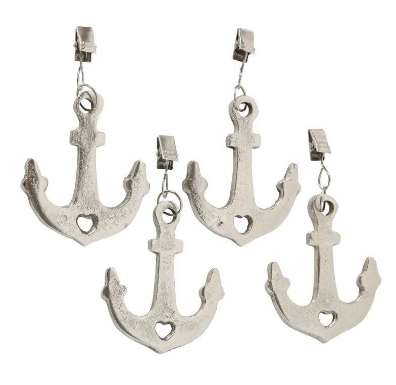 RiloStore N880 Anchor Silver Colours Tablecloth Weights Heavy Iron Maritime Decorative Tablecloth Weights Table Cloth Clips Set of 4