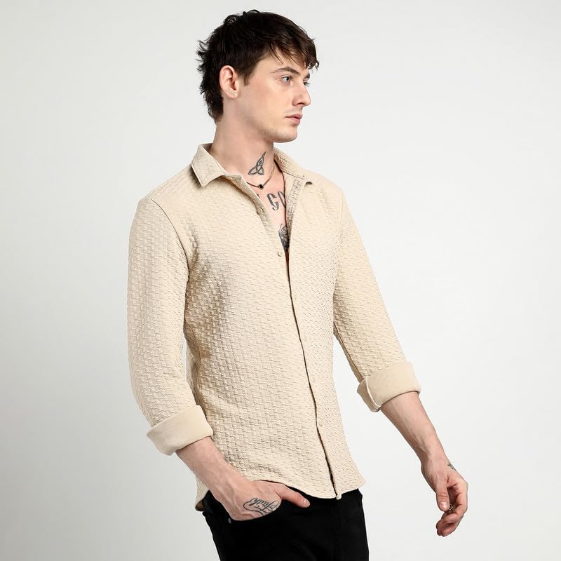 Image of CAHOOT Men'sTartan Plaid Shirt for Casual Wear | Spread Collar | Long Sleeve | Button Closure | Shirt Crafted with Comfort Fit for Everyday Wear