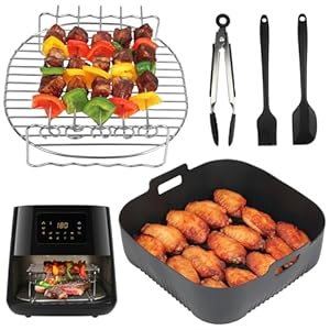 GINOYA Air Fryers Accessories for Cosori Air Fryer 5.5L XXL, Philips Essential Airfryer XL, Ninja Air Fryer ON400UK AF180UK, Silicone Liners for Ninja Max Pro 6.2l (Black)