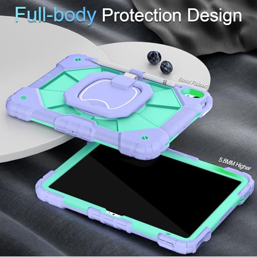 Image of Auizotl Case for iPad (A16) 11th /10th Generation 2025 /2022,iPad Case 10th Generation with Rotating Stand Screen Protector,Shockproof Cover for i Pad 11.0 /10.9 Inch C ase,Purple Green