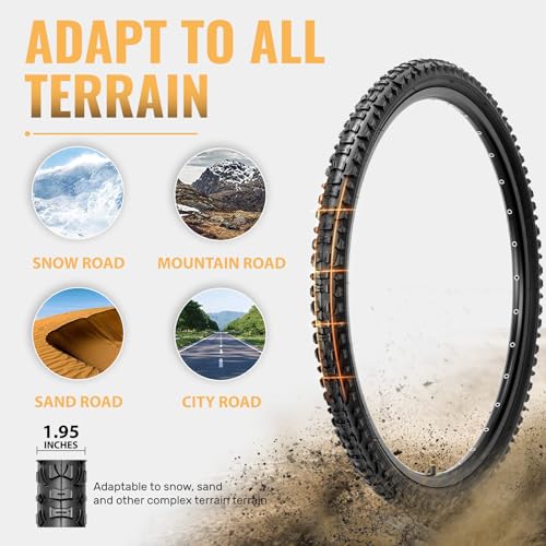 Hycline Mountain Bike Tires Set: 2-Pack 20/24/26×1.95 Inch