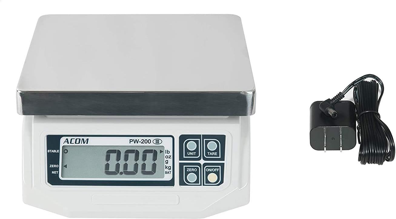 VisionTechShop ACOM APW-200 Digital Portion Control Scale, Lb/Oz/Kg/g Switchable, Low Profile Design, 60lb Capacity, 0.02lb Readability, Single Display, NTEP Legal for Trade COC #18-060A1