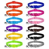 FdcZeyxior 12 PCS Cat Collars with Bell Breakaway Kitten Collars Colorful Soft Safety Buckle Cat Collar Boy 12 Colors