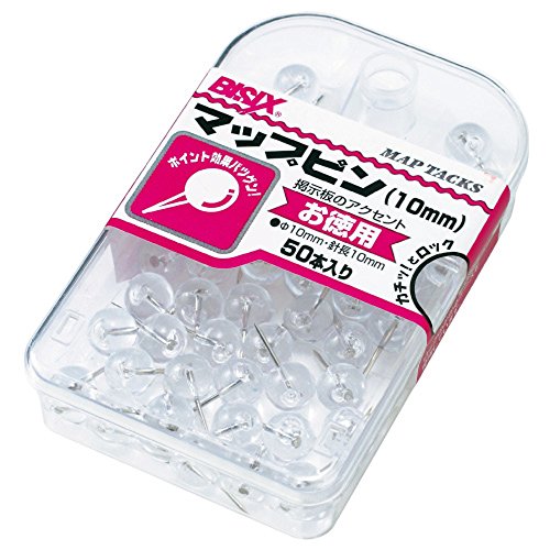 ミツヤ ピン マップピン 10mm 50本入り 透明 BX2-7-T