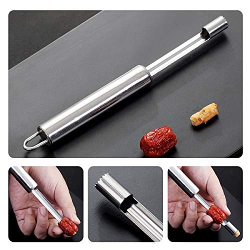 Stainless Steel Vegetable Peeler set of 3 pcs, Metal Peeler Set with Sharp Serrated Blade Cherry, Jujube Corer and Peeler Remover Set for Apple, Potato, Fruit Jujube, Vegetable Kitchen Gadgets Tools