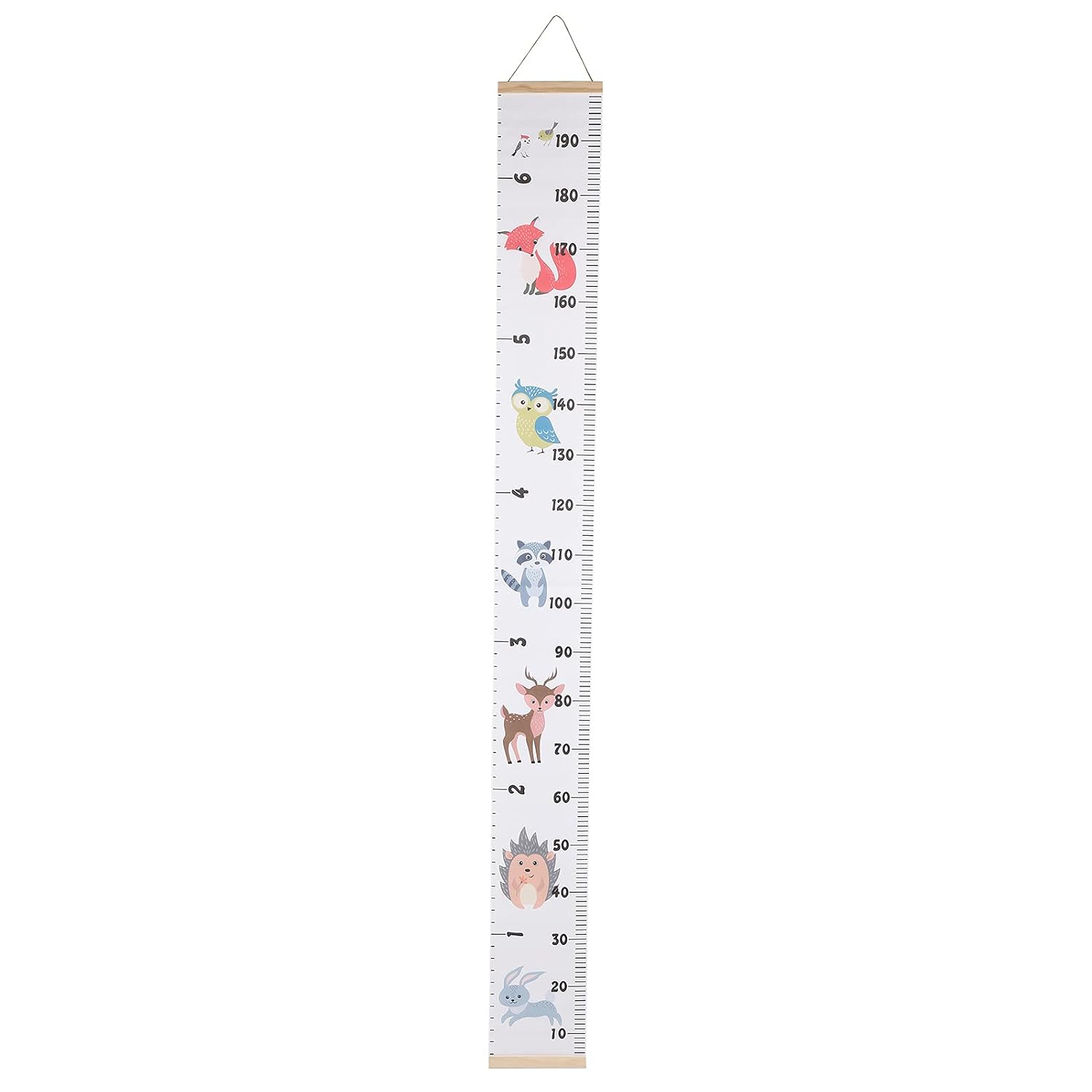 Kids Height Measuring Growth Chart Wall Ruler for Children Room Decor Wood Frame Cloth Lightweight Cool Gray 76.8 x 7.9in