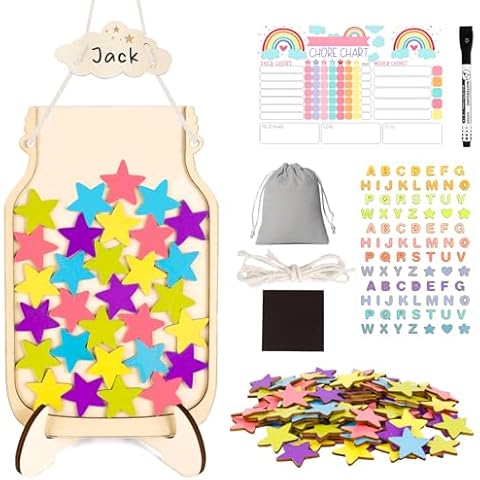 Magnetic Reward Jar for Kids,Personalized Stars Reward Jar for Students Kids Behavior,Star Jar Reward System,Potty Training Reward Jar,Magnetic Reward Chart for Classroom Board Home. Cover