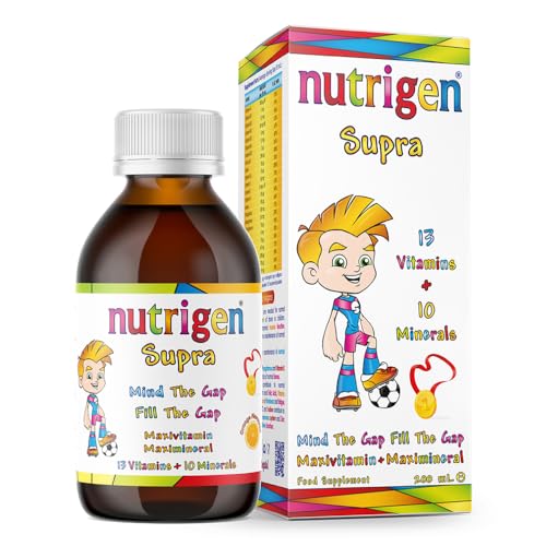 Nutrigen Supra Multivitamin & Mineral Orange Flavoured Liquid for Kids 13 Vitamins & 10 Minerals Fills Micronutrient Gap Supports Growth Immunity and Mental Performance 200mL
