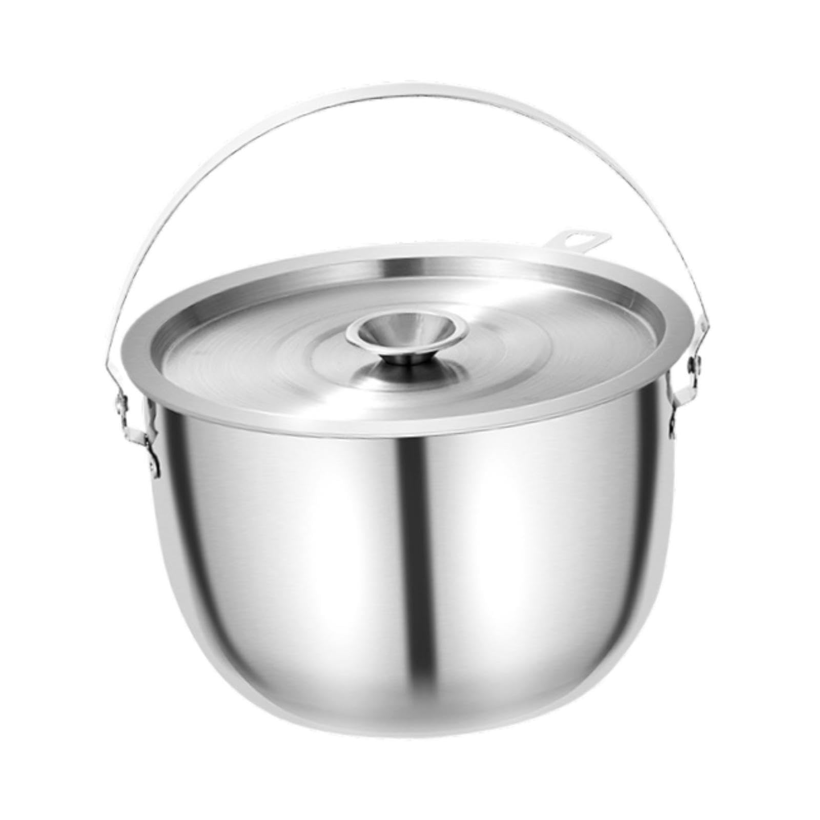 Pot à huile avec filtre et couvercle - Batterie de cuisine multifonction de grande capacité pour le camping et la cuisine - 17 à 23 cm - 5 L