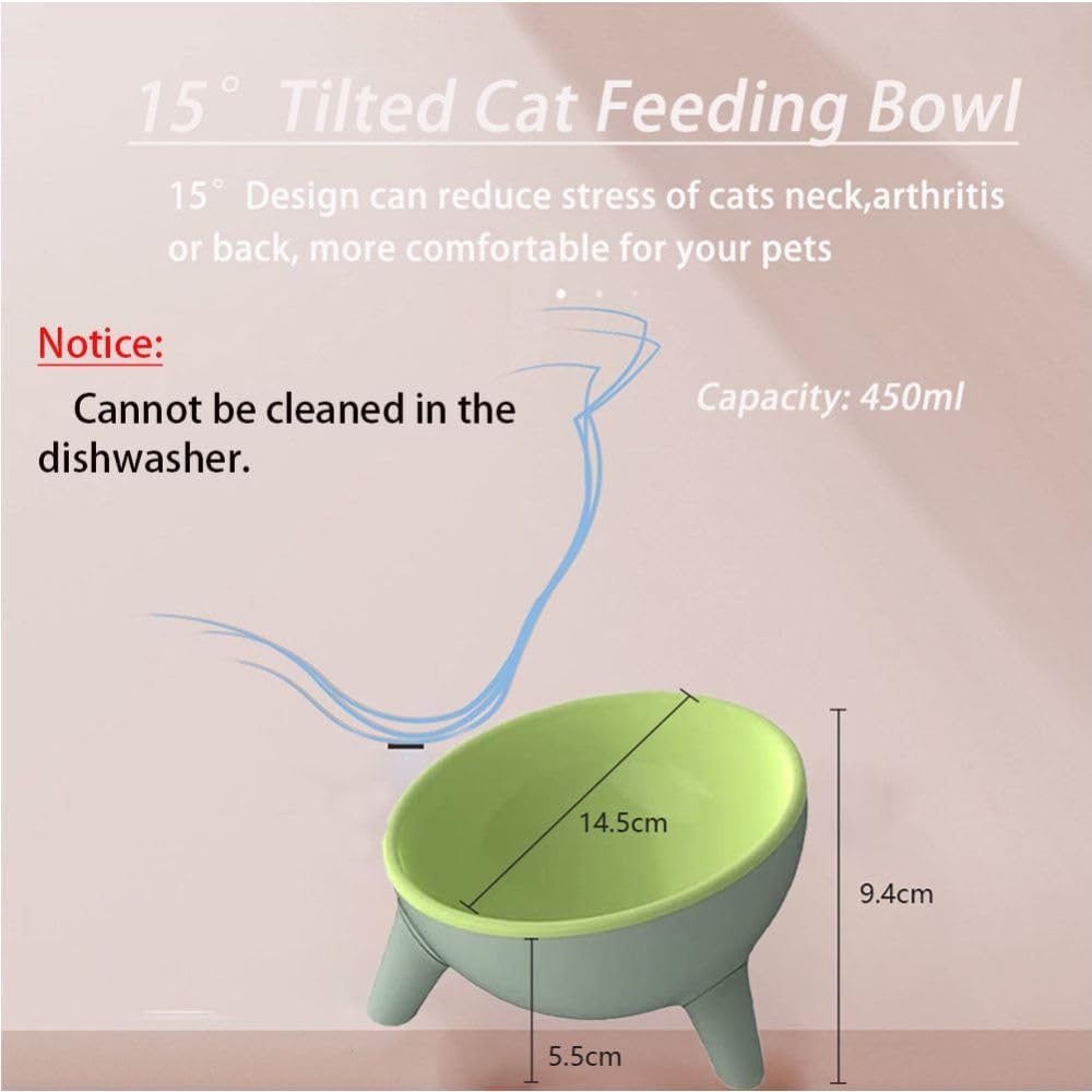 Cat Bowls Tilted Raised,Cat Feeding Bowls Elevated Cat Food Water Bowl Kittens Dishes 15° Inclined Angle Cat Feeder,2PCS(Yellow+Green) 3 51czLN1b5NL. AC SL1000