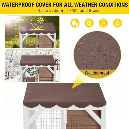 Image of Aivituvin Cat Catio Outdoor Cat House Movable Large Enclosures on Exercise Wheels Kitty Cage with Upgraded Resting Box,Waterproof Cover,24.5 inch L x 23.4 inch W x 62.8 inch H Camel
