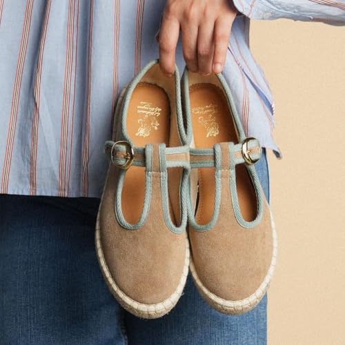 Image of Theater Women Catalonia Mary Jane Flats with Adjustable Strap | Fabric Upper | Lightweight Comfort for Casual & Smart Styling