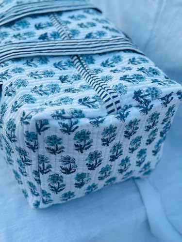 Vintage Large Cotton Duffel Bag, Quilted Weekend Bags, Travel Bag, Gym bag, Shopping Bag, Overnight Bag Everyday use Holiday gifts 18x9x9"2