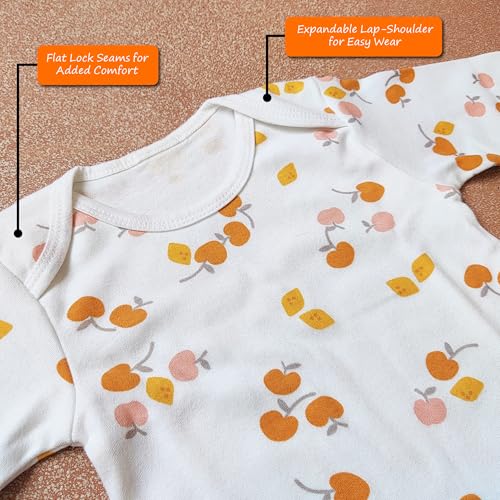 Image of 100% Organic Cotton Newborn Baby Boy & Girl Full Sleeve Romper | Unisex | Sleepsuit | Night suit | Jumpsuit | Bodysuit | Onesie Cloth for Kids | for New Born | Infant Clothe | Apple Eye