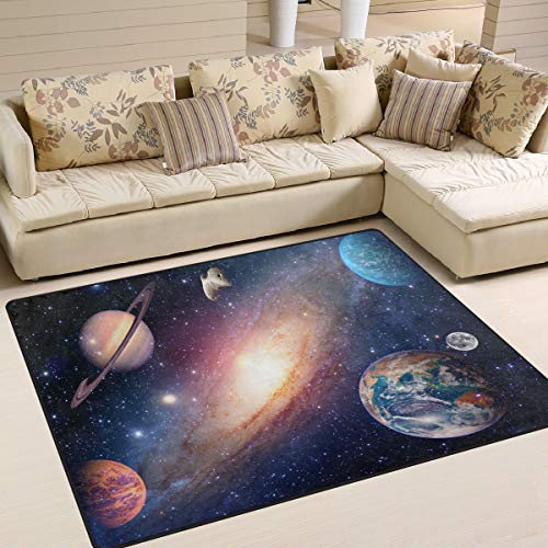 Paco Home Kinderteppich 140x200 Cm - Rakete & Planeten Design Für Jungen & Mädchen