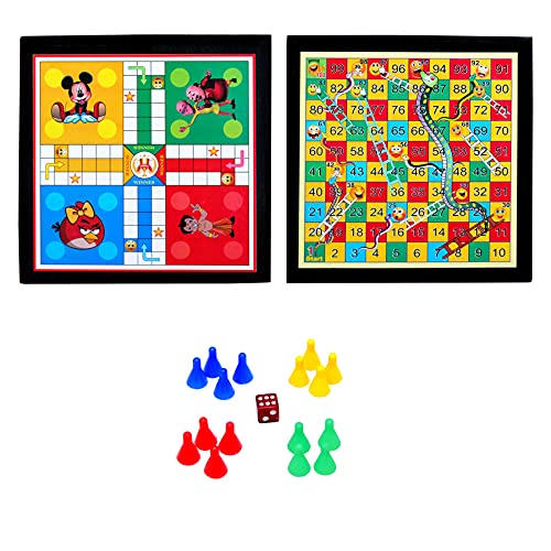 Image of DAYSTAR Wooden Ludo Board Game Snake Ladder with Dice & Coin Set (12 in)(Combo of 2)